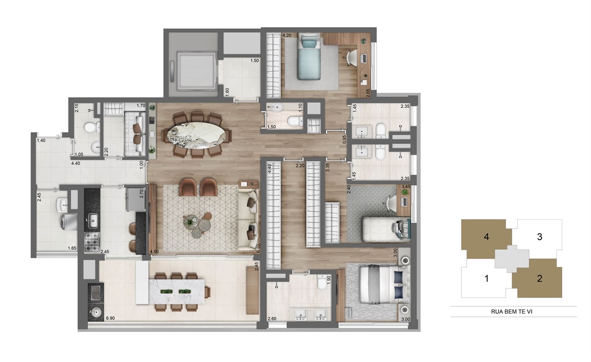 Planta Padrao 3 suites 149 m² | Moema By Cyrela – Moema - São Paulo - São Paulo Planta Padrao 3 suites 149 m² | Moema By Cyrela – Apartamento em Moema - São Paulo - São Paulo